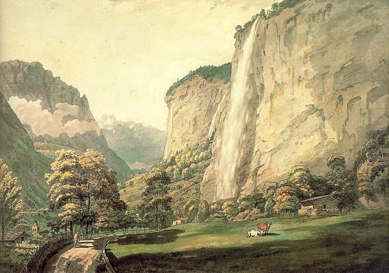 Pars, William The Valley of Lauterbrunnen and the Staubbach china oil painting image